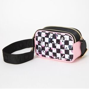 Checkered & Splattered Camera Crossbody Handbag Teens/Women- Pink/Black BNWT SO